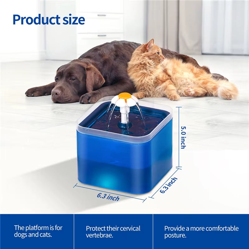 2 L Pet Water Fountain with LED Light and Filter