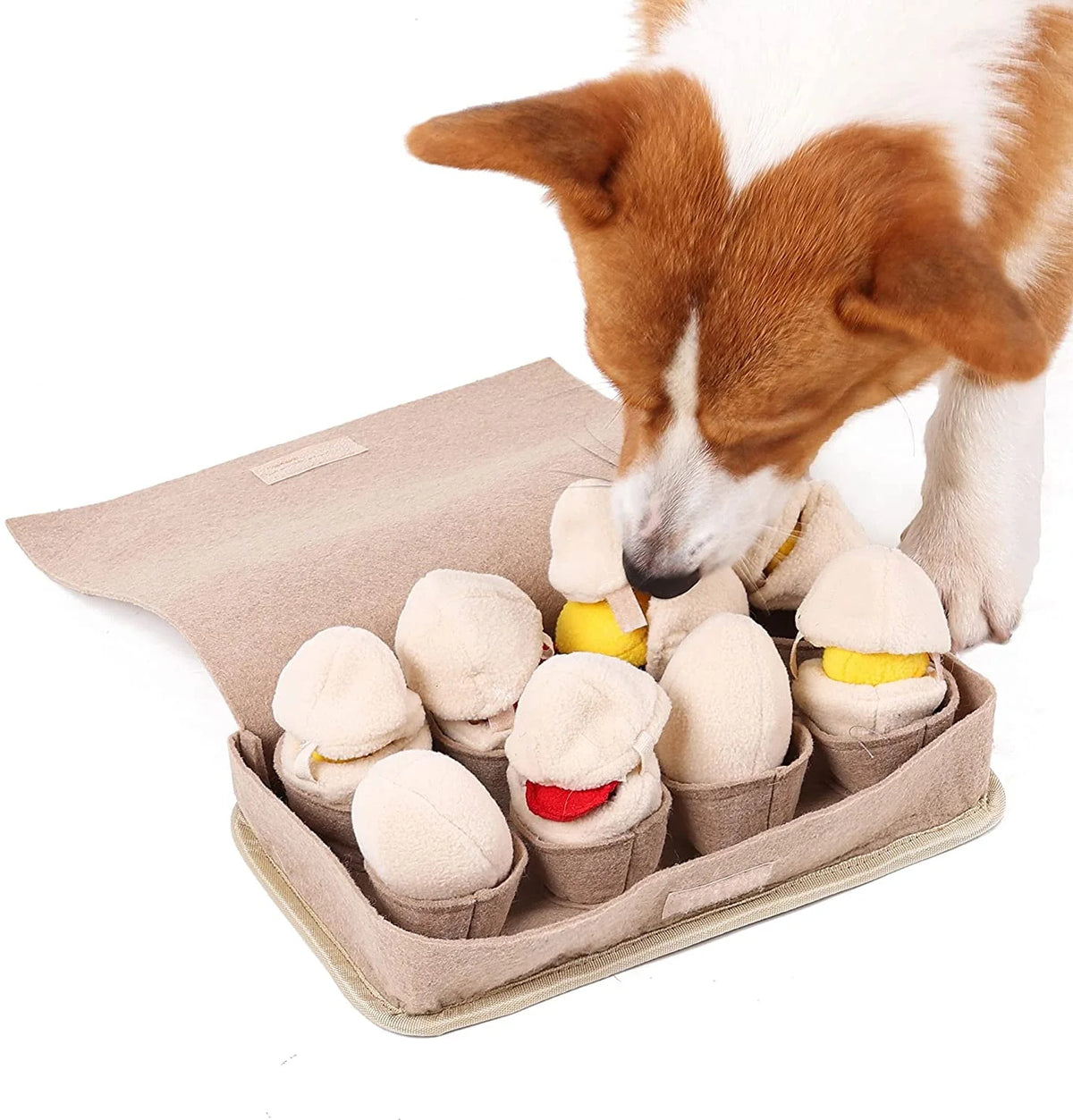 Snuffle Mat for Dogs with 8 Squeaky Plush Eggs
