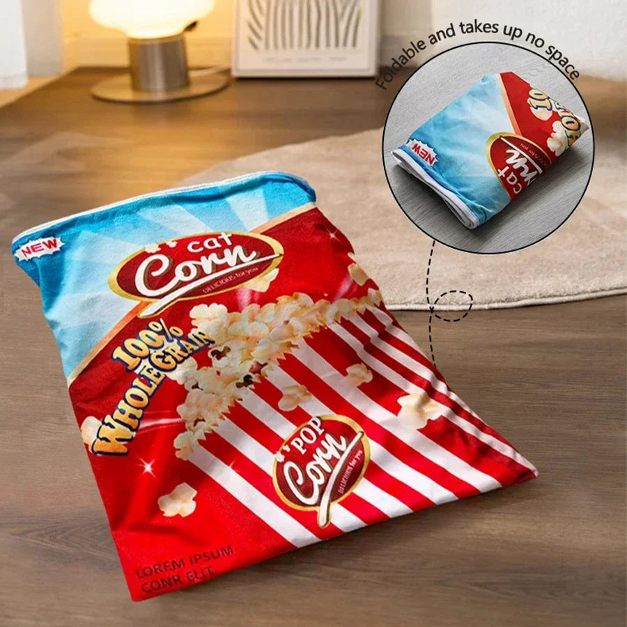 Popcorn print cat tunnel, folds flat