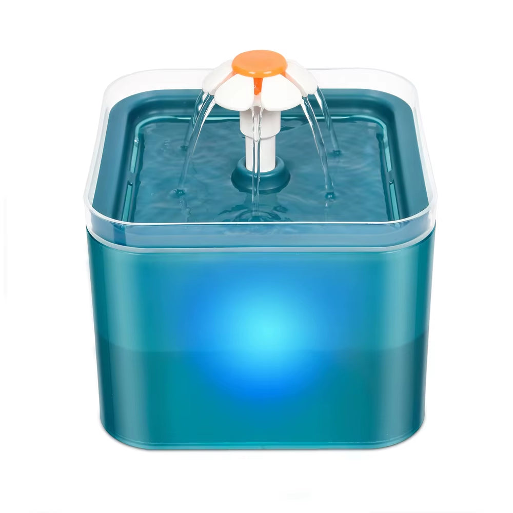2 L Pet Water Fountain with LED Light and Filter
