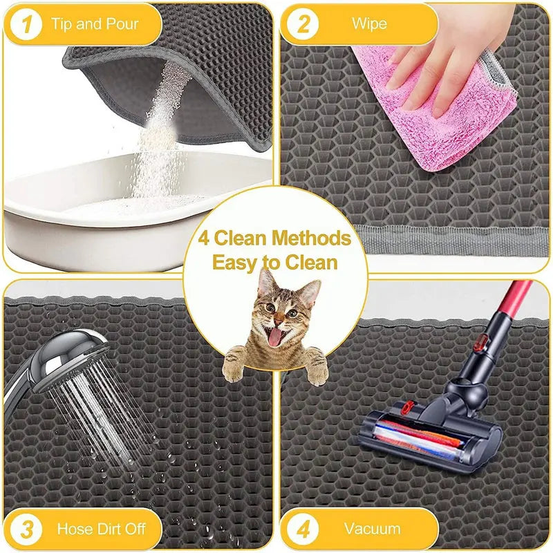 Double-Layer Cat Litter Mat, Waterproof EVA