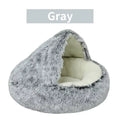2-in-1 Plush Cat Bed with Cover, Cave or Open