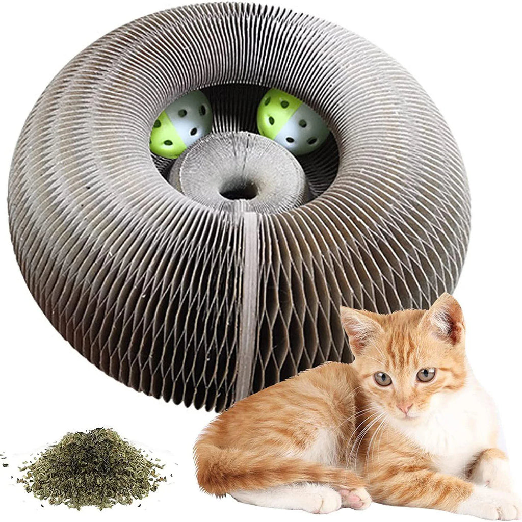 Accordion Cat Scratcher Toy with Ball and Bell
