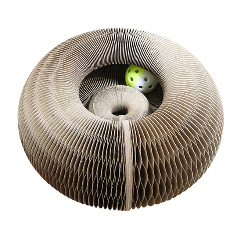 Accordion Cat Scratcher Toy with Ball and Bell
