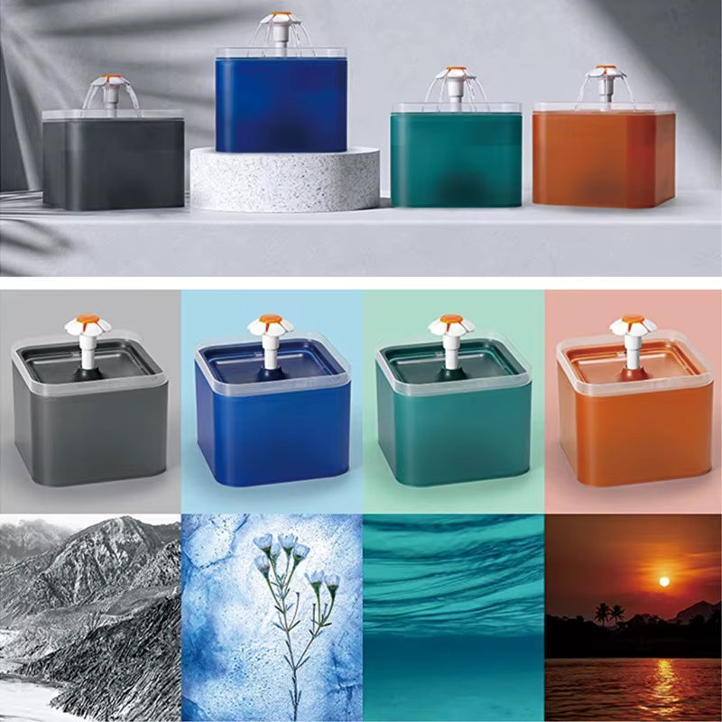 2 L Pet Water Fountain with LED Light and Filter