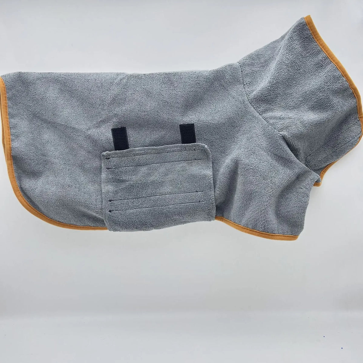 Grey dog bathrobe with chest strap