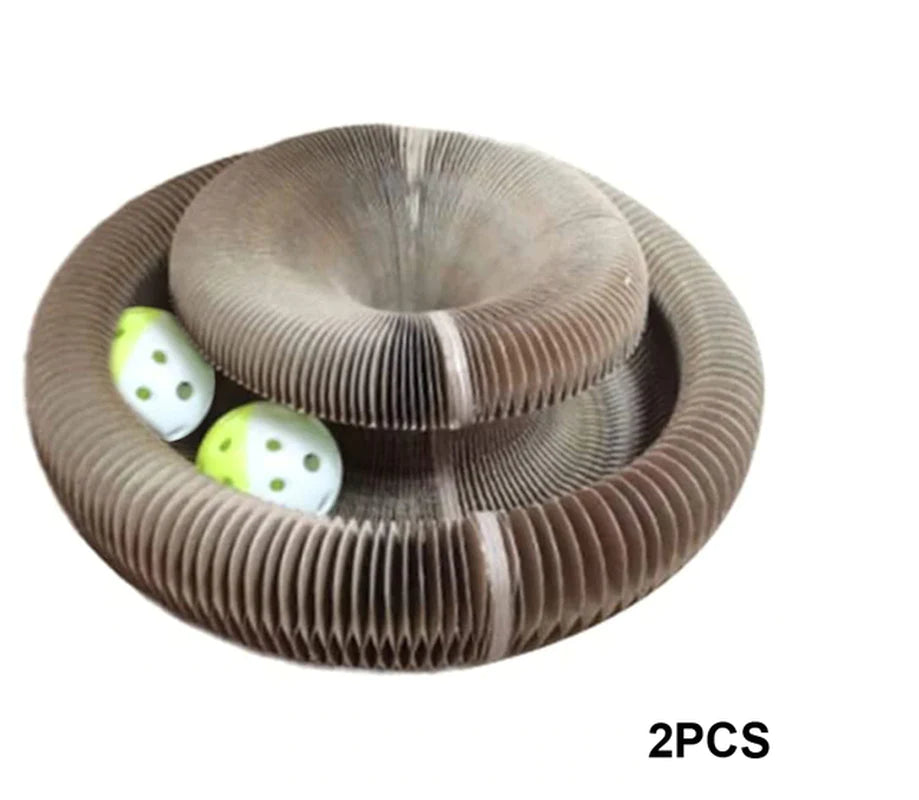 Accordion Cat Scratcher Toy with Ball and Bell