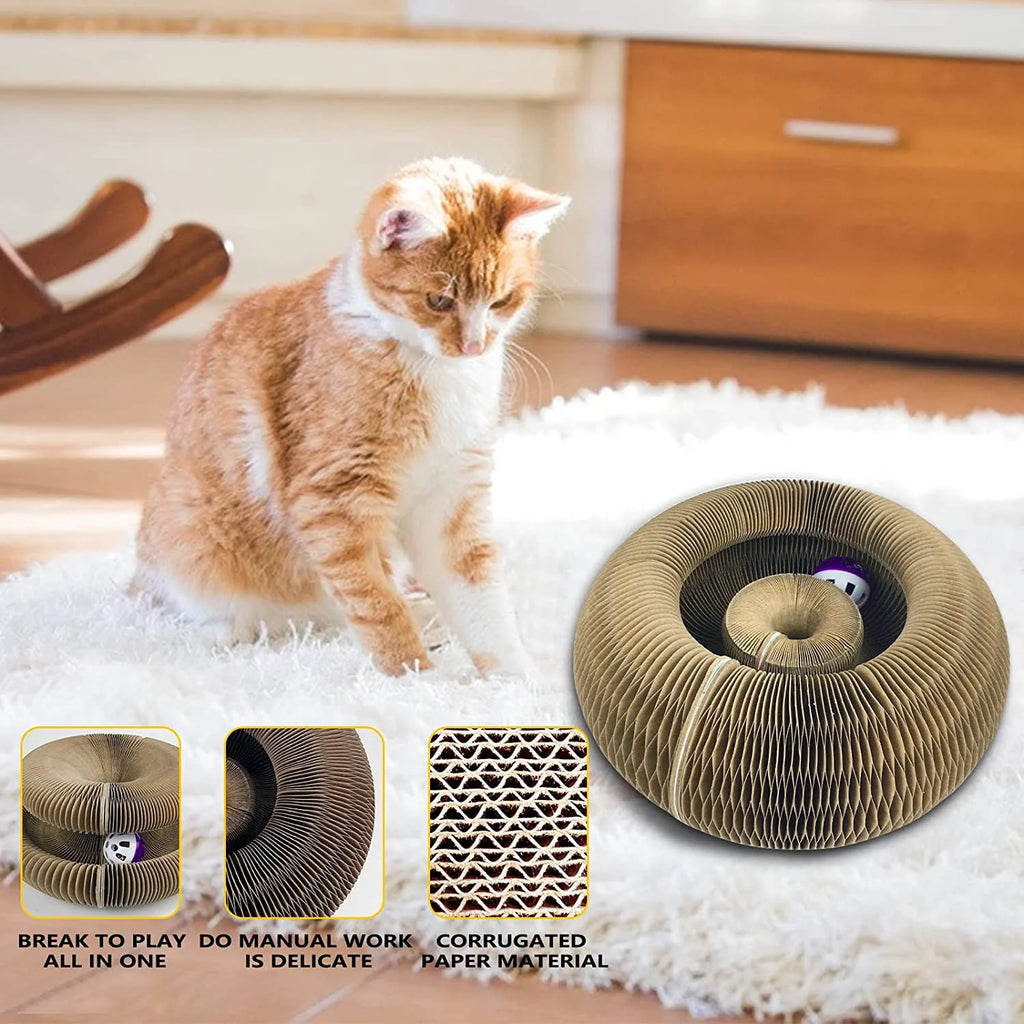 Accordion Cat Scratcher Toy with Ball and Bell