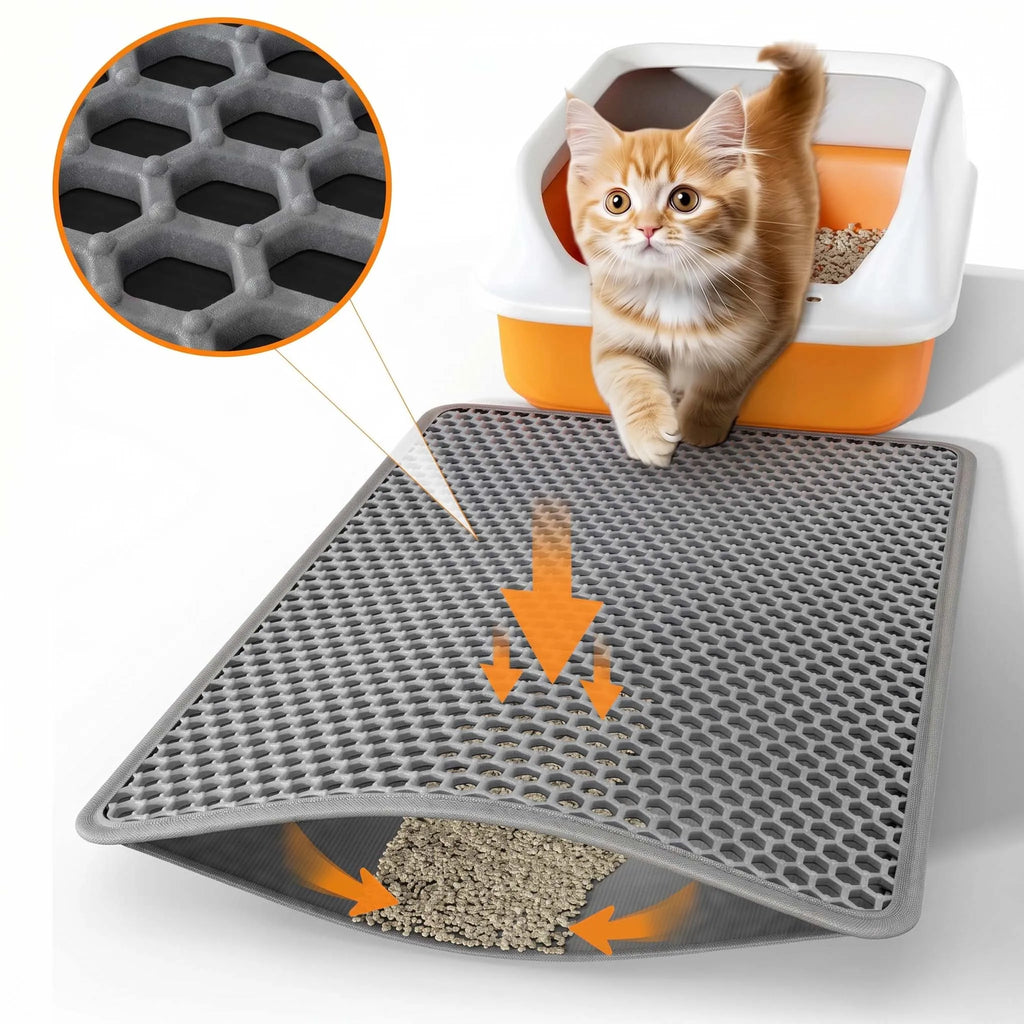 Double-Layer Cat Litter Mat, Waterproof EVA