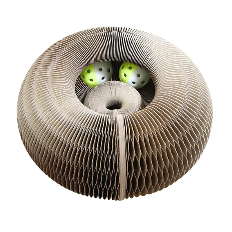 Accordion Cat Scratcher Toy with Ball and Bell