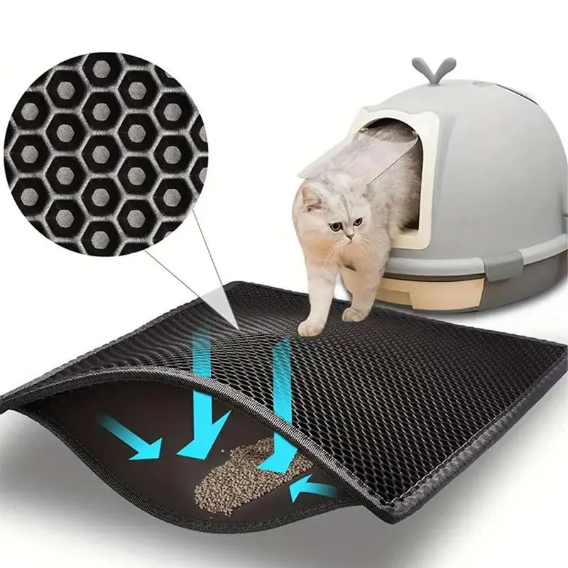 Double-Layer Cat Litter Mat, Waterproof EVA