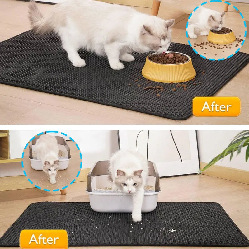 Double-Layer Cat Litter Mat, Waterproof EVA