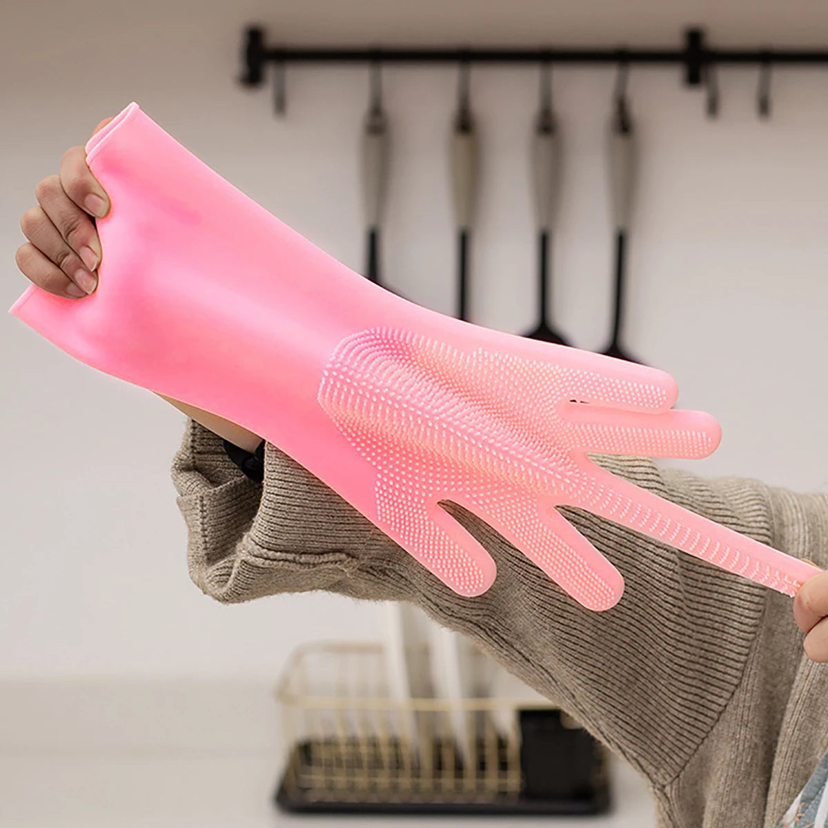 Silicone Bath and Grooming Gloves for Pets, 1 Pair