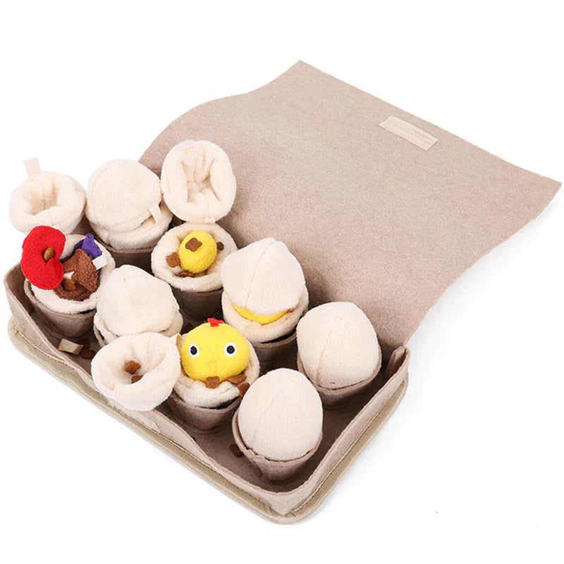 Snuffle Mat for Dogs with 8 Squeaky Plush Eggs