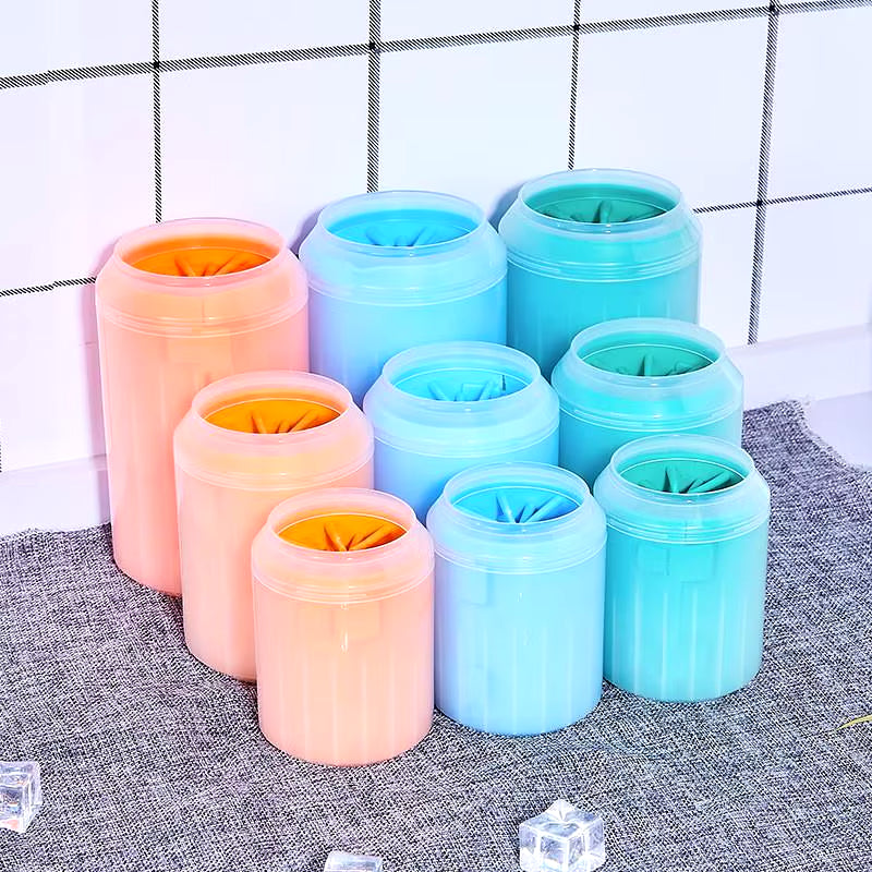 Paw cleaner cups in three colours and three sizes
