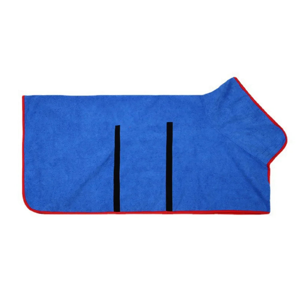 Blue dog bathrobe laid flat