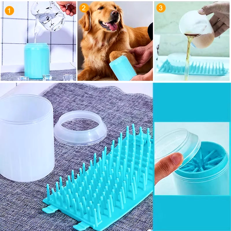 How to use: add water, clean the paw, lift out the silicone insert