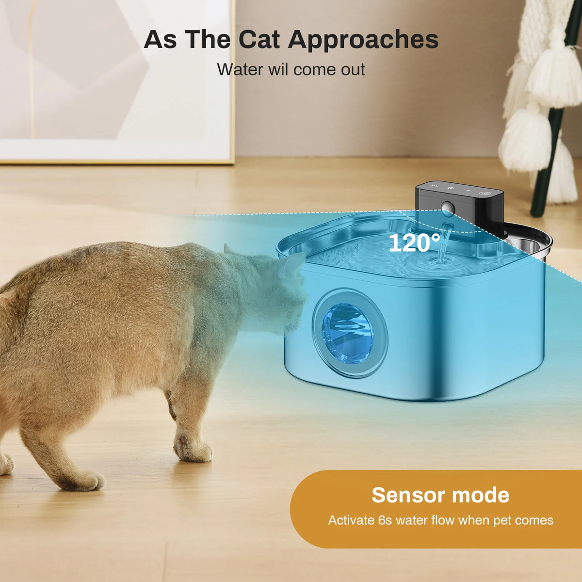 Cordless Stainless Steel Pet Fountain, 3.2 L
