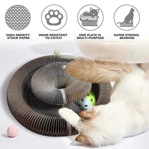 Accordion Cat Scratcher Toy with Ball and Bell