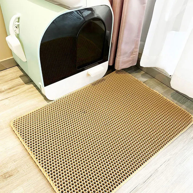 Double-Layer Cat Litter Mat, Waterproof EVA