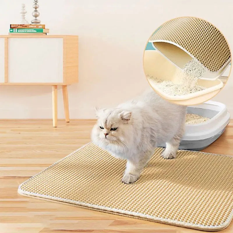 Double-Layer Cat Litter Mat, Waterproof EVA