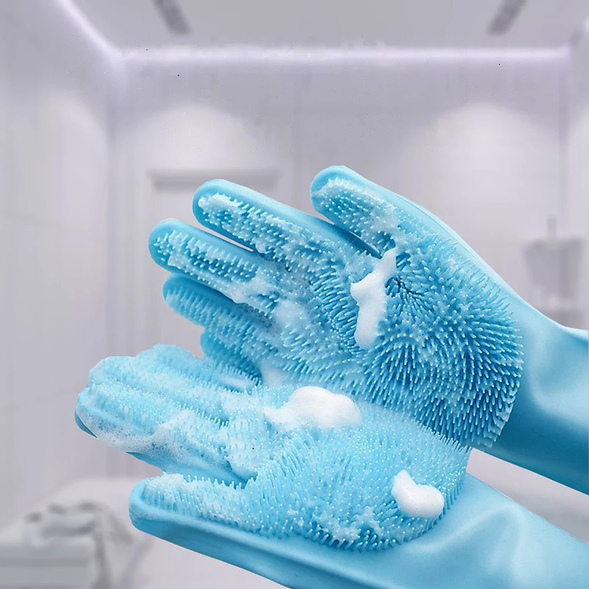 Silicone Bath and Grooming Gloves for Pets, 1 Pair